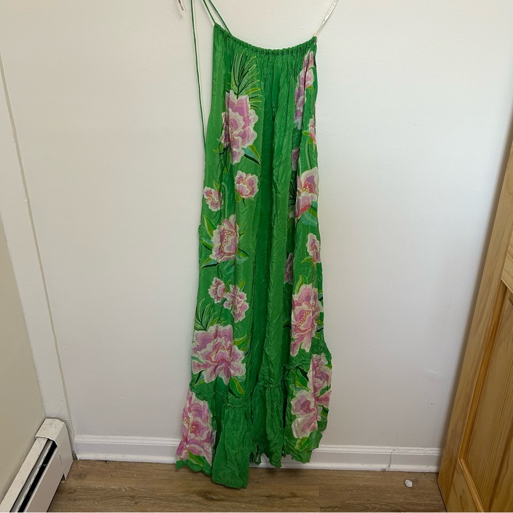 FARM Rio Green One-Shoulder Maxi Dress with Pink Floral Print - Picture 9 of 11